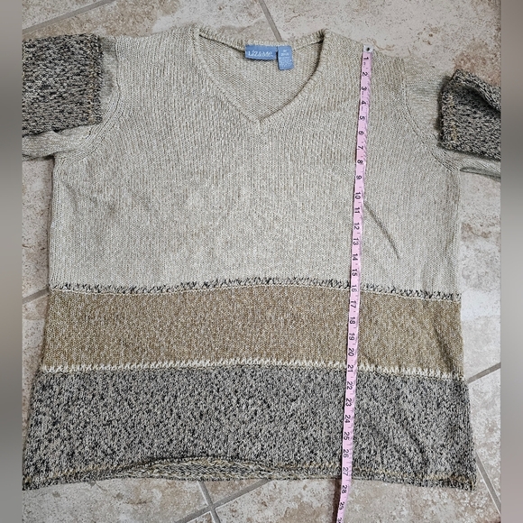 Liz & Me Women’s 3X V-Neck Sweater Beige Brown Gray Oversized Cozy Cottagecore - Picture 6 of 6